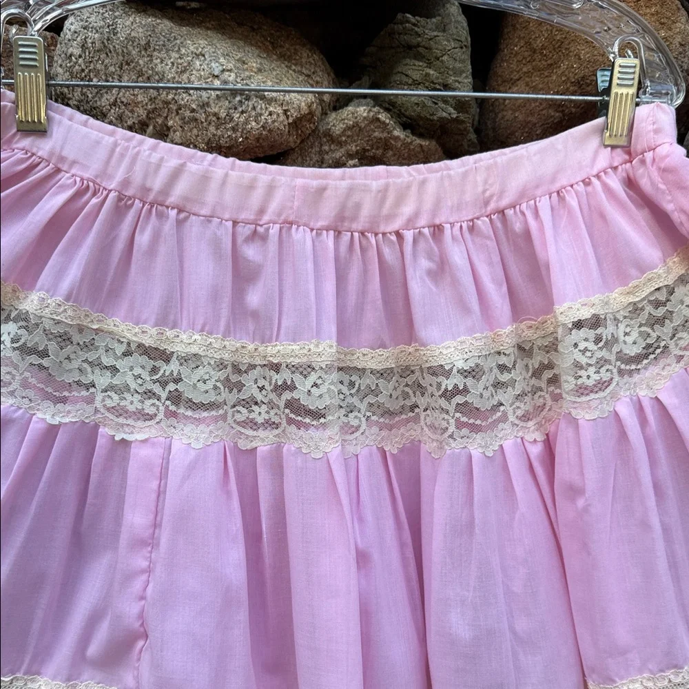 Vintage Chic Pink & Lace Full-Circle Skirt tutu square-dance retro rockabilly - Picture 8 of 14